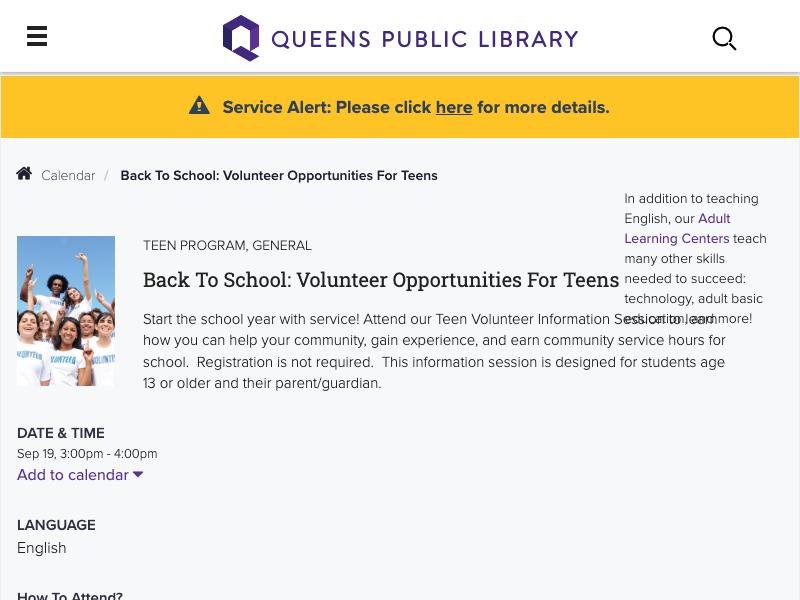 Back to School: Volunteer Opportunities ...