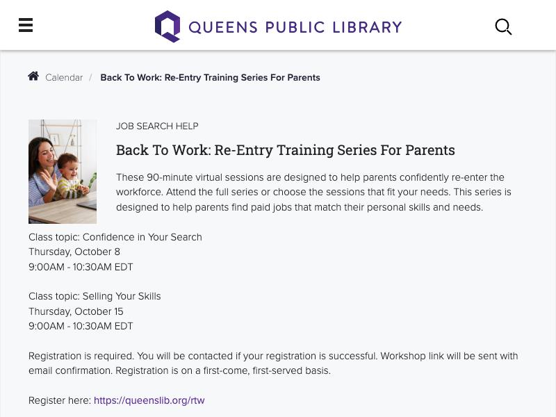 Back to Work: Re-Entry Training Series f...