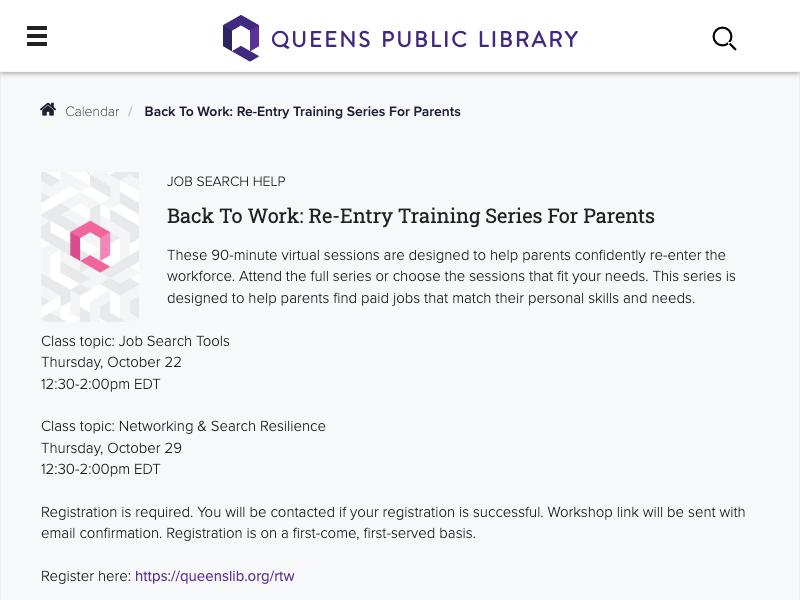 Back to Work: Re-Entry Training Series f...