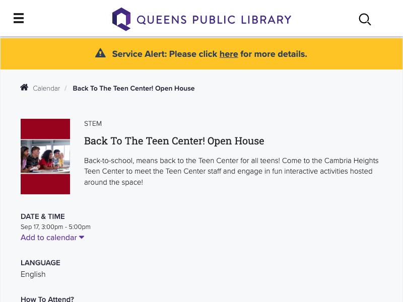 Back to the Teen Center! Open House