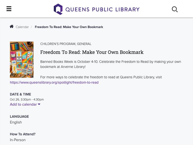 Freedom To Read: Make Your Own Bookmark