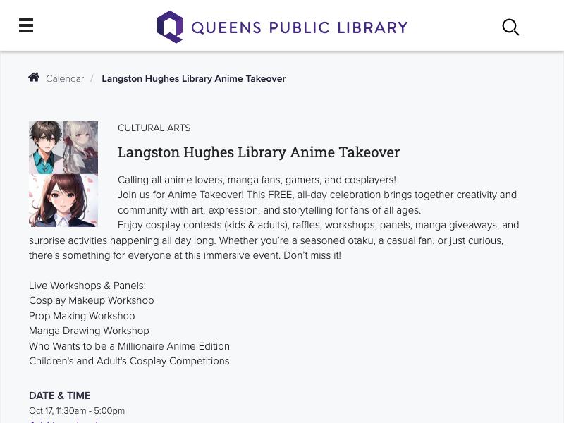 Langston Hughes Library Anime Takeover