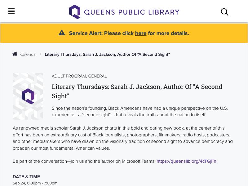 Literary Thursdays: Sarah J. Jackson, Au...