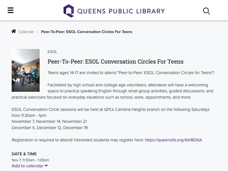 Peer-to-Peer: ESOL Conversation Circles ...