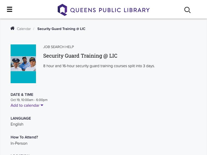 Security Guard Training @ LIC
