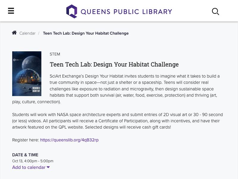 Teen Tech Lab: Design Your Habitat Chall...