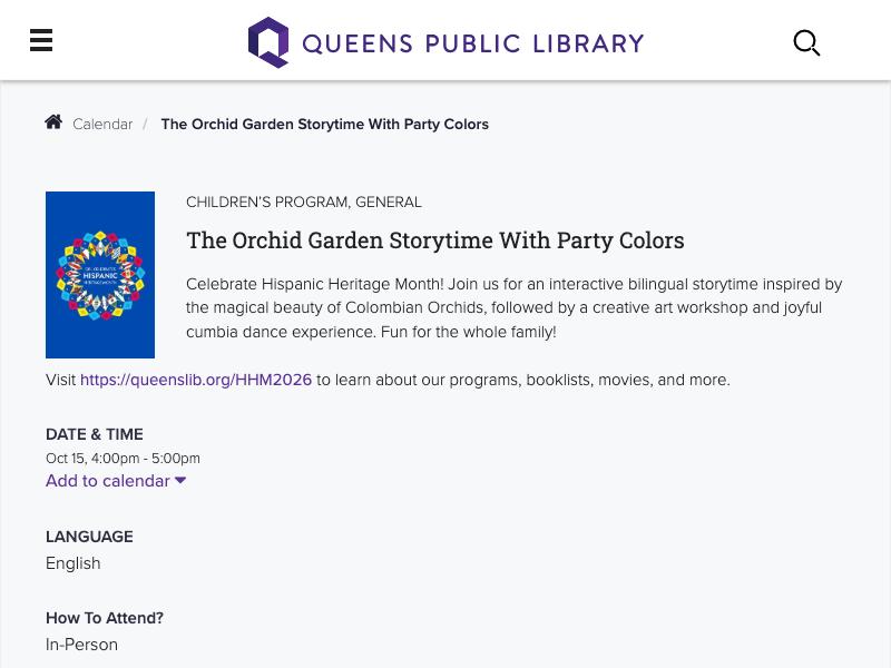 The Orchid Garden Storytime with Party C...
