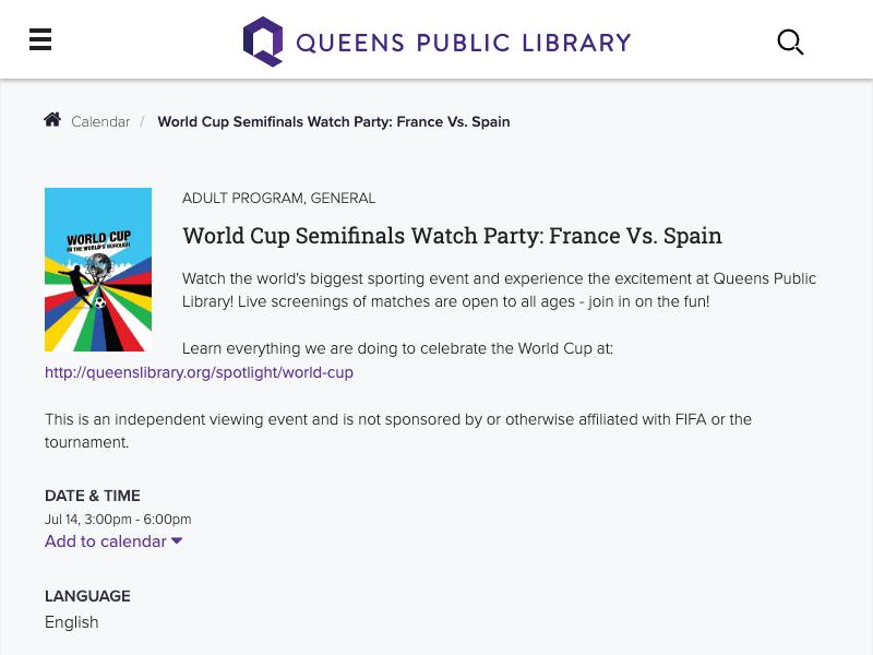 World Cup Semifinals Watch Party: France...